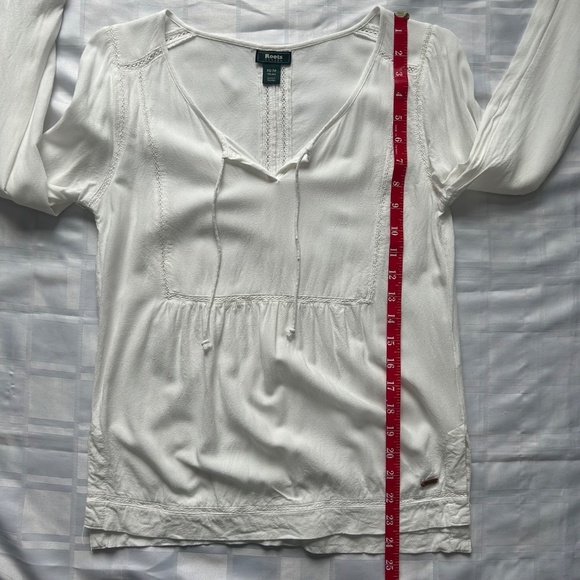 Roots Canada Rayon Linen Blend White Peasant Style Blouse - Picture 7 of 15
